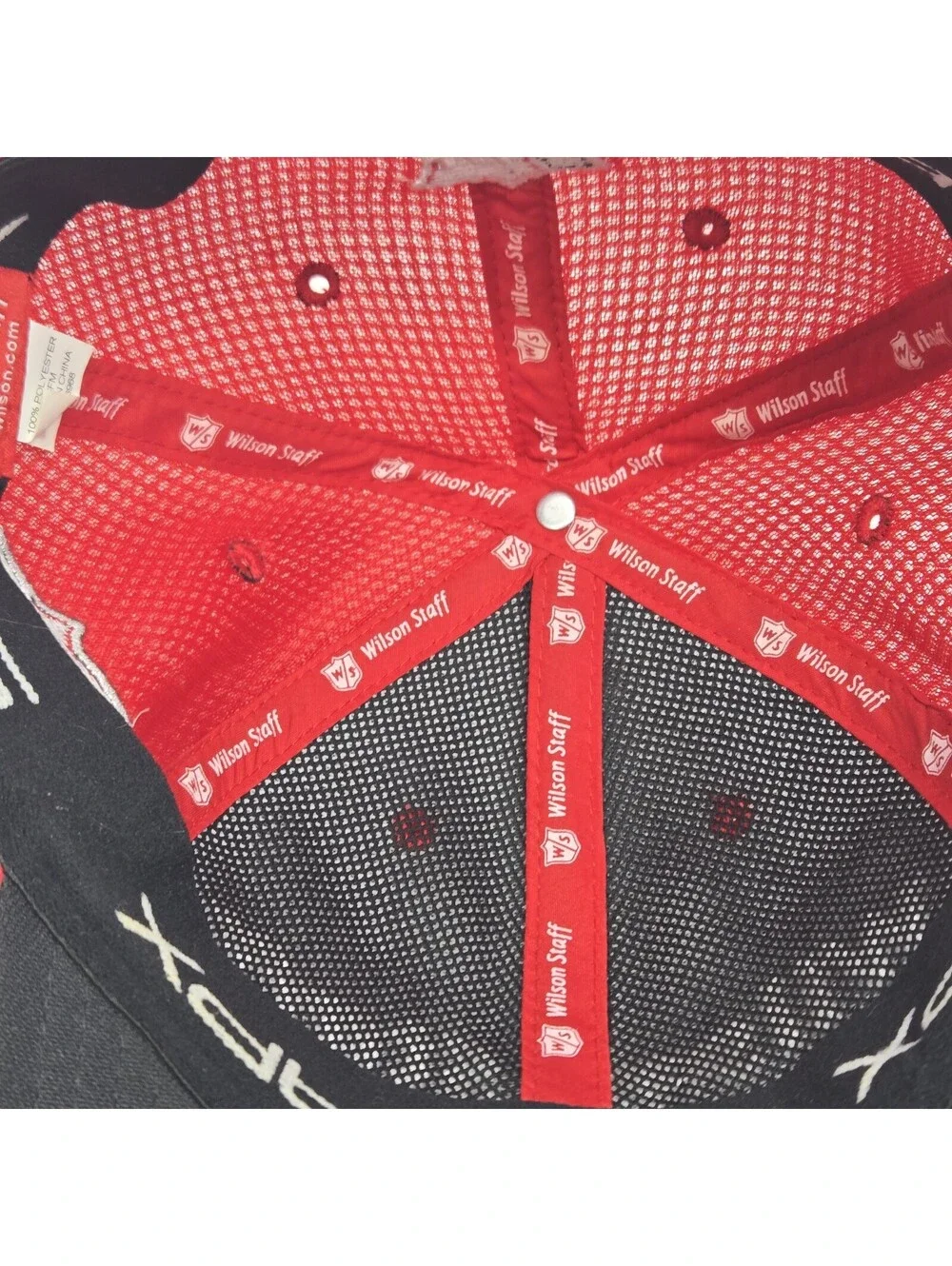 Wilson Staff Golf Hat Cap Red Mesh Adjustable Hook & Loop Performance